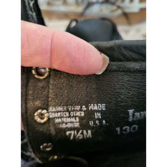 Vintage 90s Black Leather Lace Up Boot 7.5 Whimsygoth Goth Grunge Granny Prairie - Picture 7 of 7